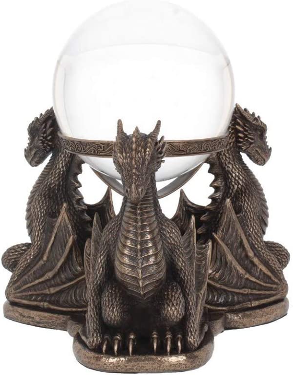 Nemesis Now Dragons Prophecy Kristallkugelhalter, 18,5 cm, Bronze, Kunstharz