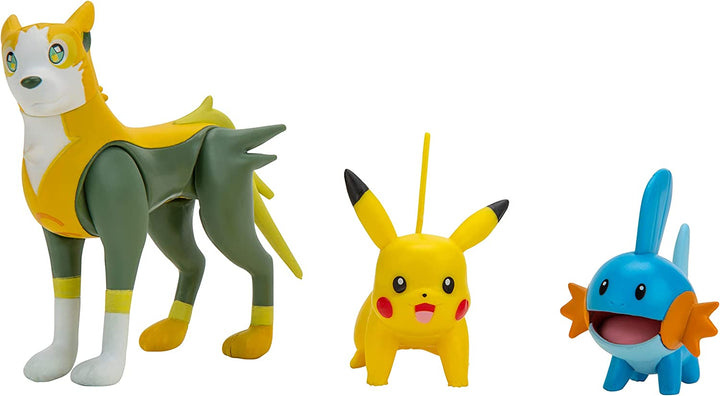 POKEMON PKW2676 3 Pack-Features 2 Mudkip, Pikachu & 3-Inch Boltund Battle Figure