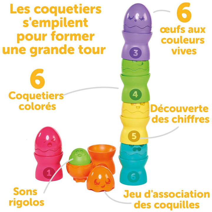 TOMY Toomies Hide and Squeak Big Egg Stacker Babyspielzeug, pädagogischer Formsortierer