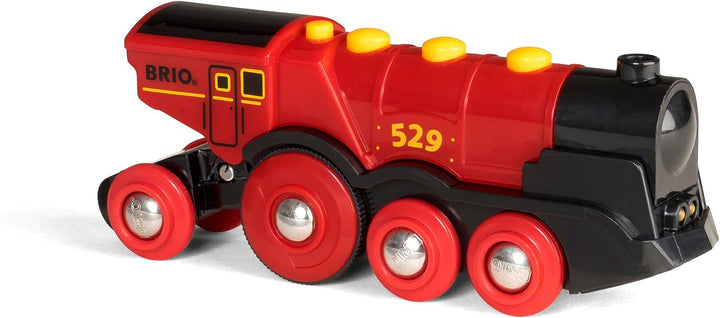 BRIO World Mighty Red Action Locomotive Battery Powered Train for Kids Age 3 Years Up - Compatible with all BRIO Railway Sets & Accessories