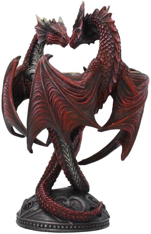 Nemesis Now Dragon Heart Anne Stokes Valentine's Edition Kerzenhalter, 23 cm, Rot,