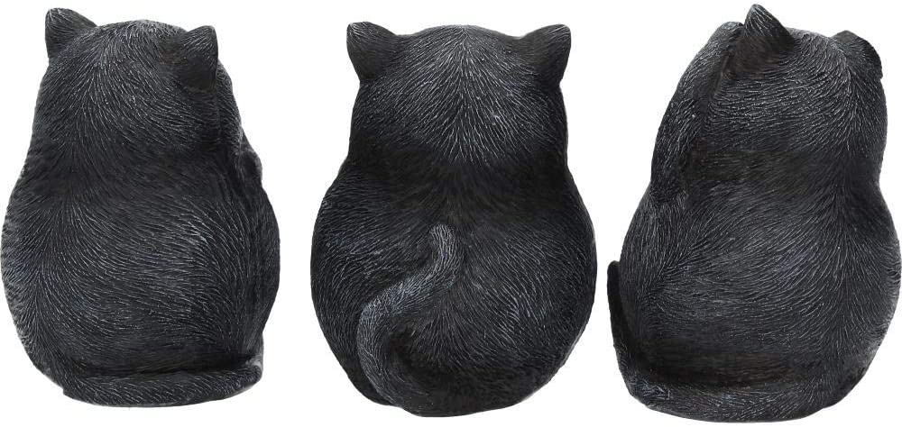 Nemesis Now Three Wise Fat Cats 8,5 cm Figur, Kunstharz, Schwarz