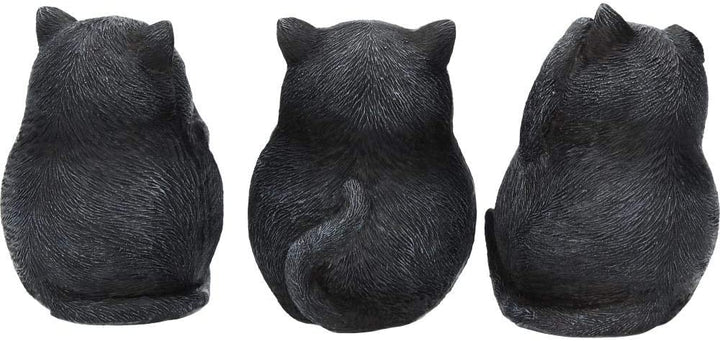 Nemesis Now Three Wise Fat Cats 8,5 cm Figur, Kunstharz, Schwarz