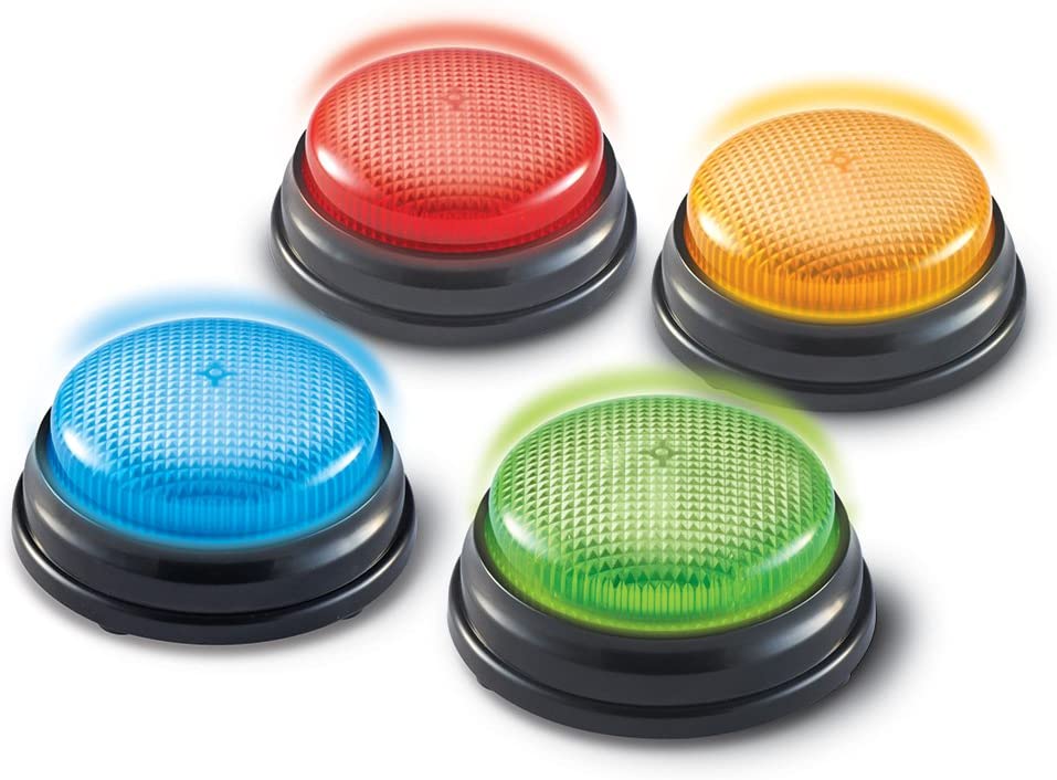 Learning Resources Lights and Sounds Buzzers - Set of 4 with Unique Sounds & Light-Up Feedback