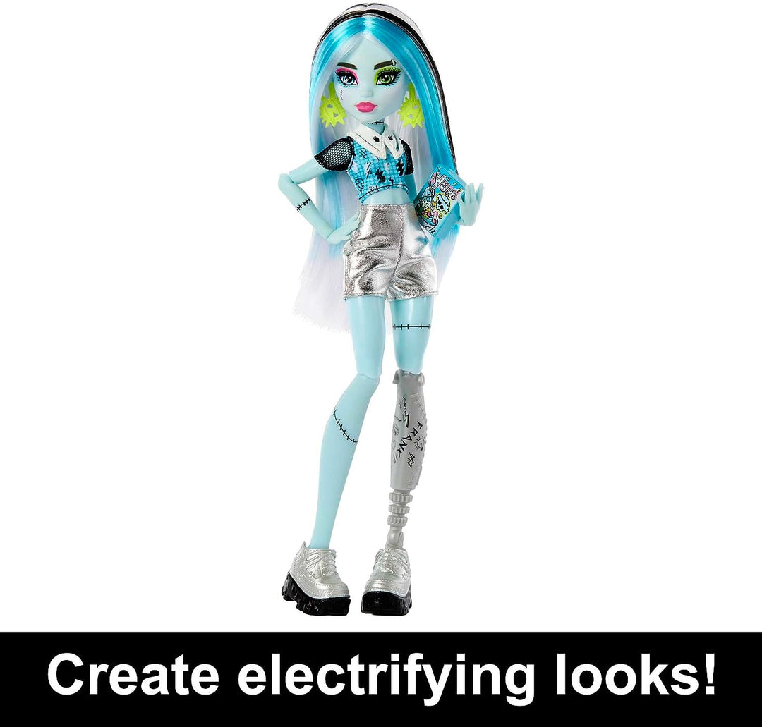 Monster High Puppen- und Modeset, Frankie Stein mit Ankleideschrank und 19+ Su