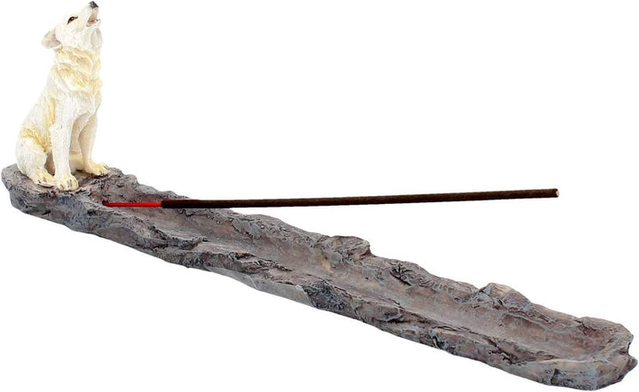 Nemesis Now H2516G6 Weihrauchbrenner „Wolf Call“, 29 cm, Weiß