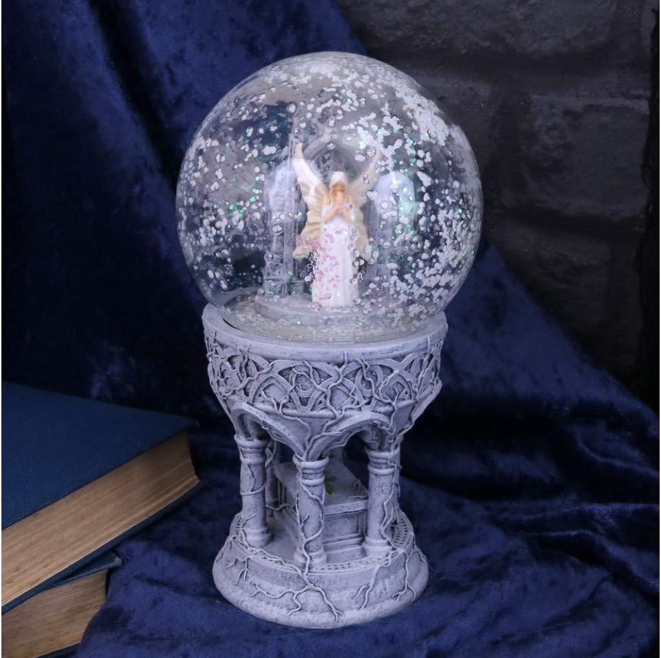 Nemesis Now Love Remains Schneekugel Anne Stokes 18,5 cm, Harz, Glas, Wasser, Elfenbein