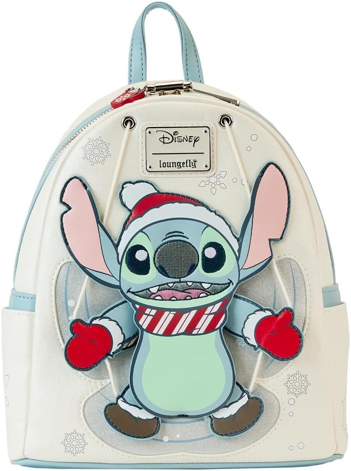 Loungefly Disney Lilo und Stitch Schneeengel Cosplay Mini-Rucksack Weiß/Off Whit
