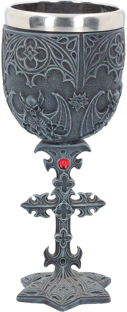 Nemesis Now Vampires Kelch 18,8 cm Schwarz, Harz mit Edelstahleinsatz, One Si