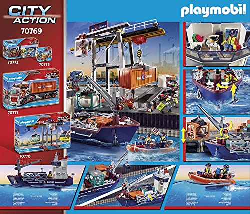 Playmobil City Action 70769 Frachtschiff mit Boot, schwimmfähig, für Kinder ab 4 Jahren