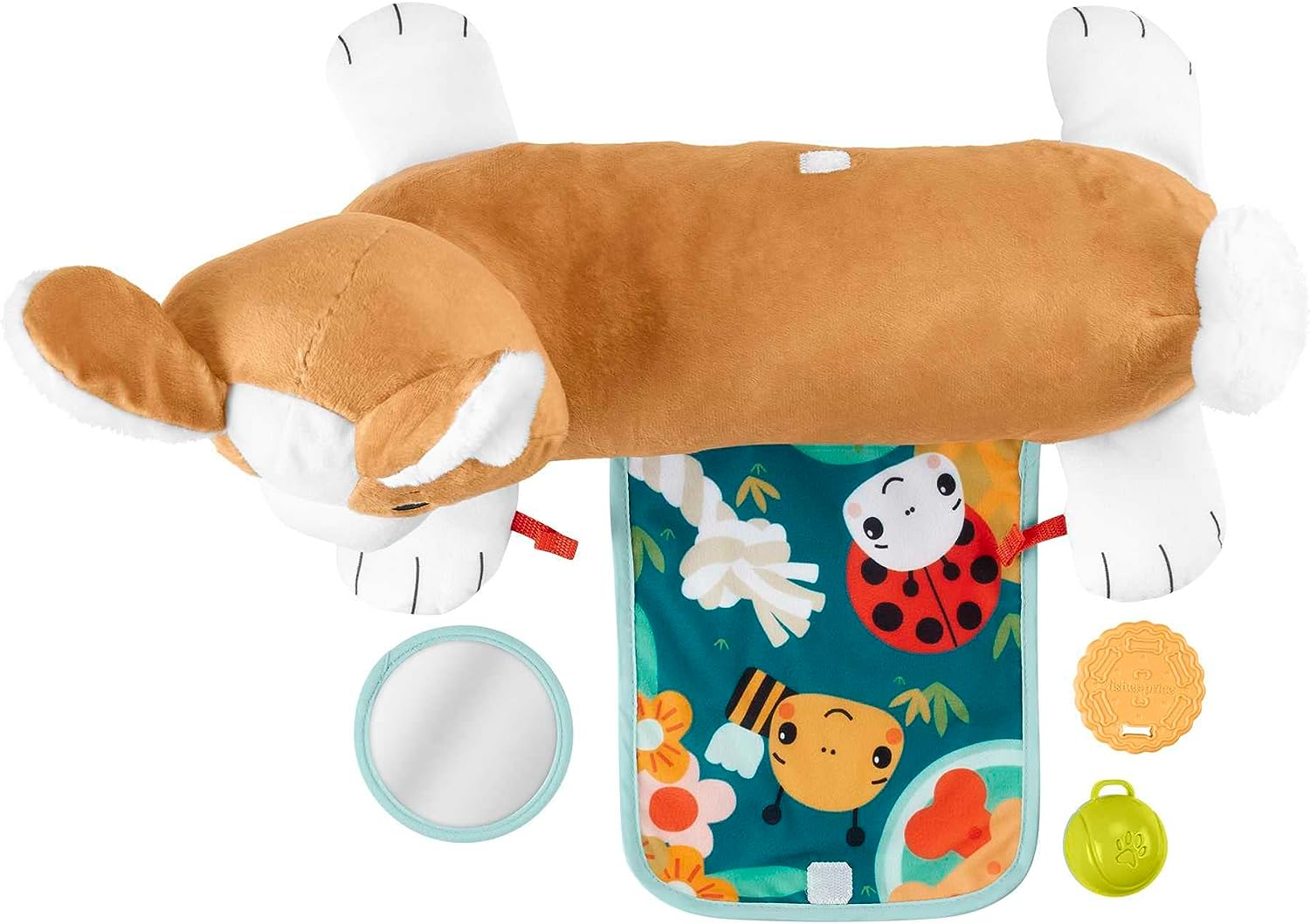 Fisher-Price 3-in-1 Puppy Tummy Time Wedge - Plush Support with Rattle, Teether & Mirror 5