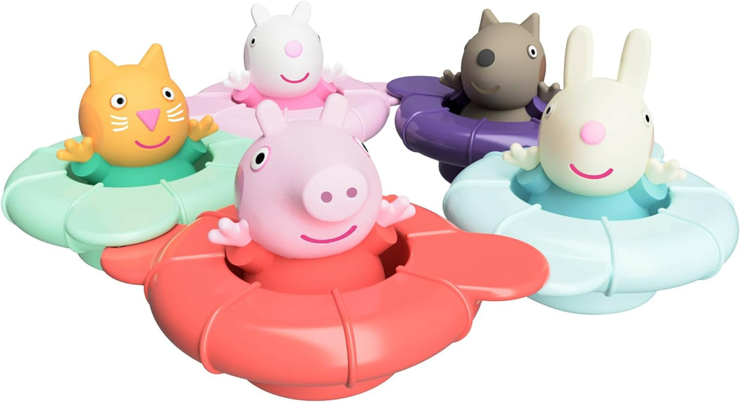 TOMY Toomies Peppa's Pool Party – 5 schwimmende Verbindungsringbecher mit 5 Peppa P