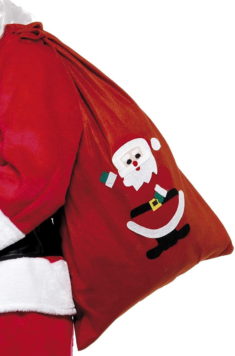 Smiffys 90 x 60 cm Weihnachtssack mit Motiv und Kordelzug, Fleece – Rot