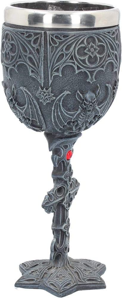 Nemesis Now Vampires Kelch 18,8 cm Schwarz, Harz mit Edelstahleinsatz, One Si
