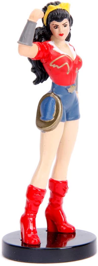 Jada Toys 253255010 DC Bombshells 1952 Chevy COE Pickup-Auto, Spielzeugauto aus Druckguss, Türen, Kofferraum und Motorhaube zum Öffnen, inklusive Wonder Woman-Figur, Maßstab 1:24, Rot/Blau