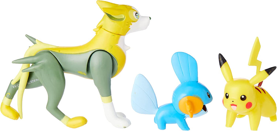 POKEMON PKW2676 3 Pack-Features 2 Mudkip, Pikachu & 3-Inch Boltund Battle Figure