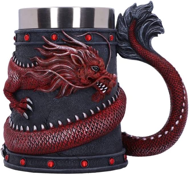 Nemesis Now Dragon Coil Krug, Rot, 16 cm