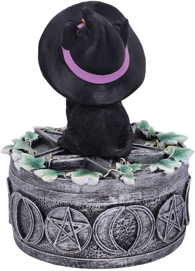 Nemesis Now Ivy Familiar Box Katzenfigur, 15 cm, Schwarz