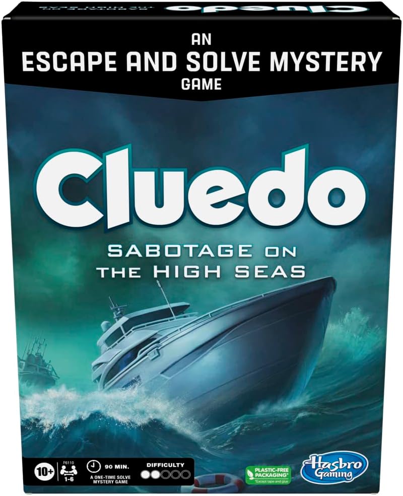 Cluedo Sabotage on the High Seas, Escape Room, Cooperative Family, Mystery Games