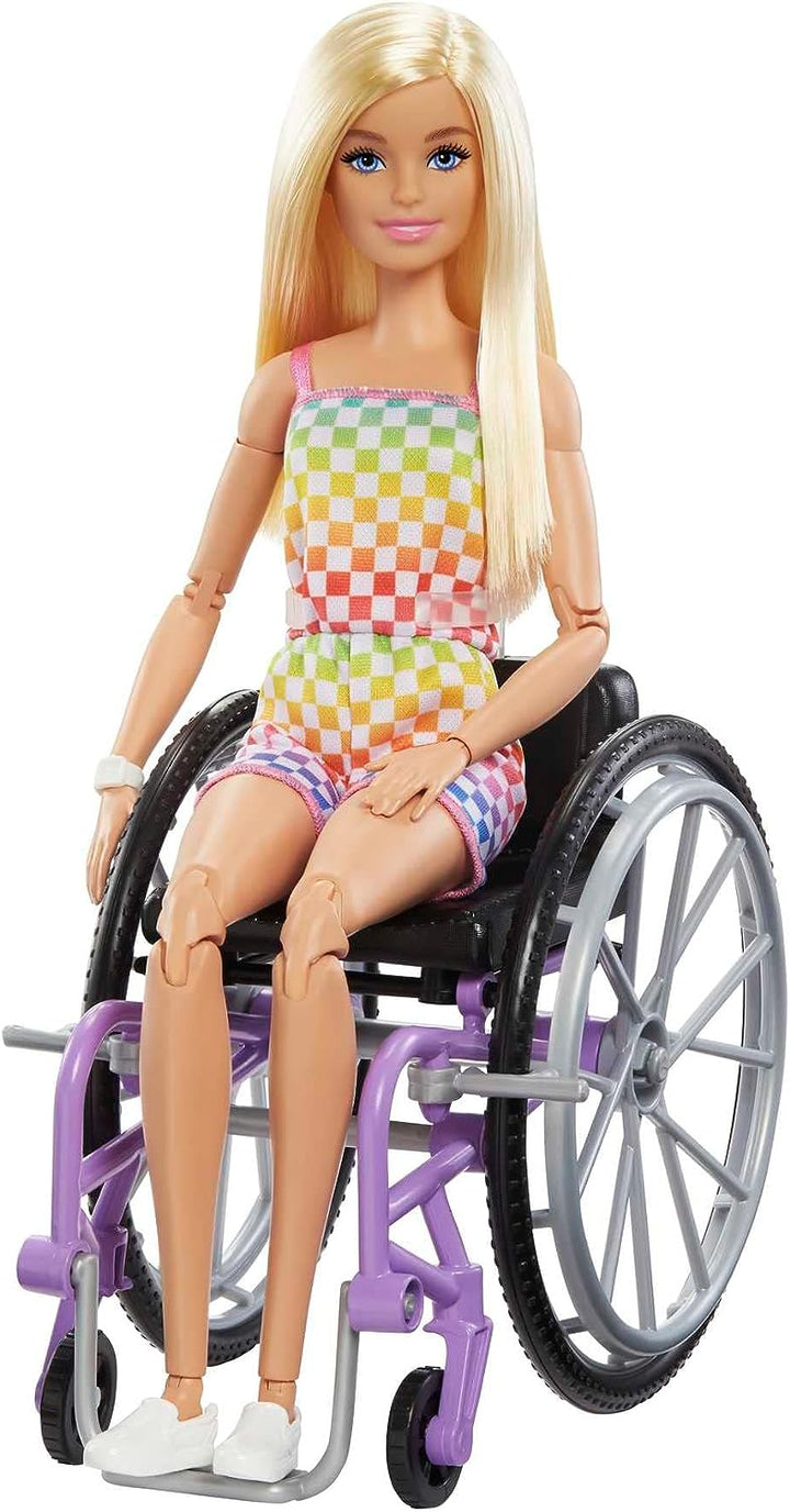 ?Barbie-Puppe mit Rollstuhl und Rampe, Kinderspielzeug und Geschenke, blond, Barbie Fashi