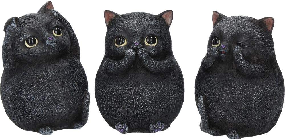 Nemesis Now Three Wise Fat Cats 8,5 cm Figur, Kunstharz, Schwarz
