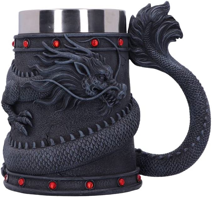 Nemesis Now Dragon Coil Krug, Grau, 16 cm