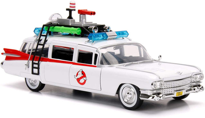 Jada 253235000 Cazafantasmas Coche ECTO-1 Metall 1:24 Auto zum Sammeln, Weiß, Einheitsgröße