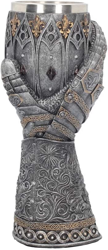 Nemesis Now B2404G6 Lionheart Panzerhandschuh, Silber, Harz mit Edelstahl