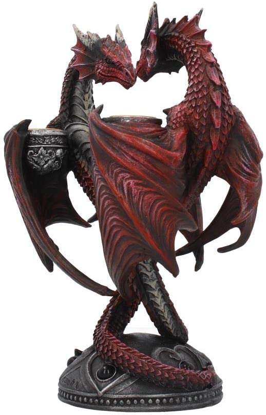 Nemesis Now Dragon Heart Anne Stokes Valentine's Edition Kerzenhalter, 23 cm, Rot,