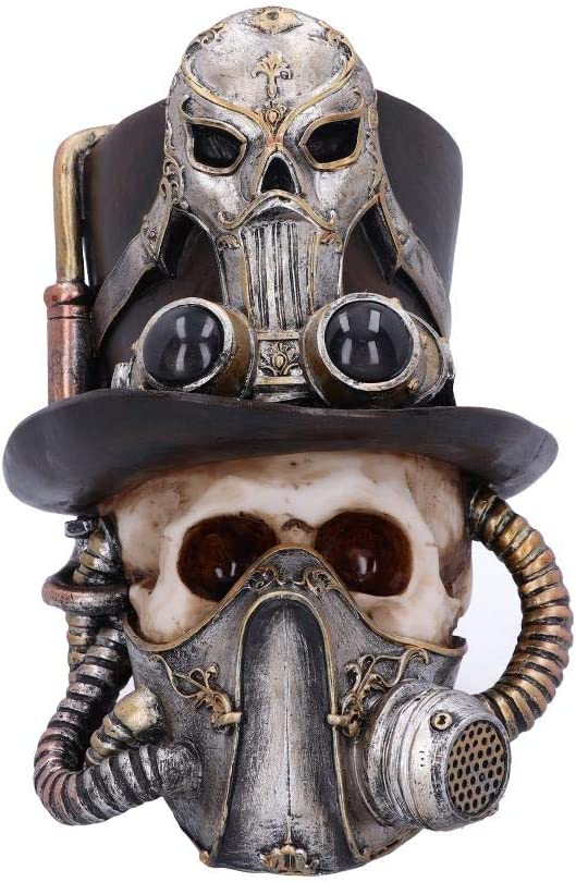 Nemesis Now Steampunk Breathe Easy Venezianische Maske Totenkopf-Ornament, Silber, 19,5 cm