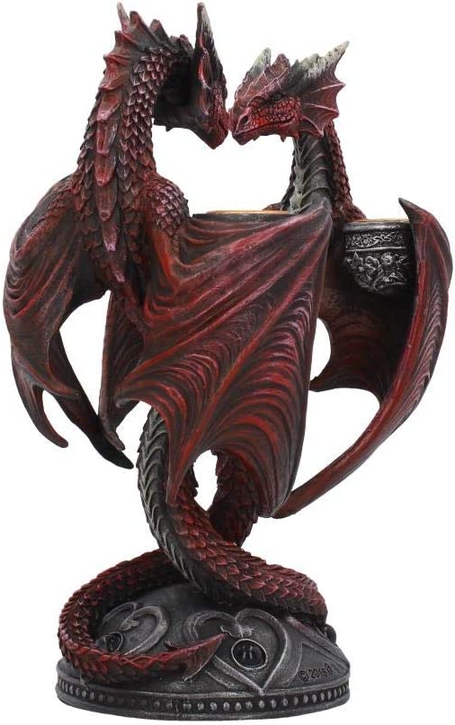 Nemesis Now Dragon Heart Anne Stokes Valentine's Edition Kerzenhalter, 23 cm, Rot,