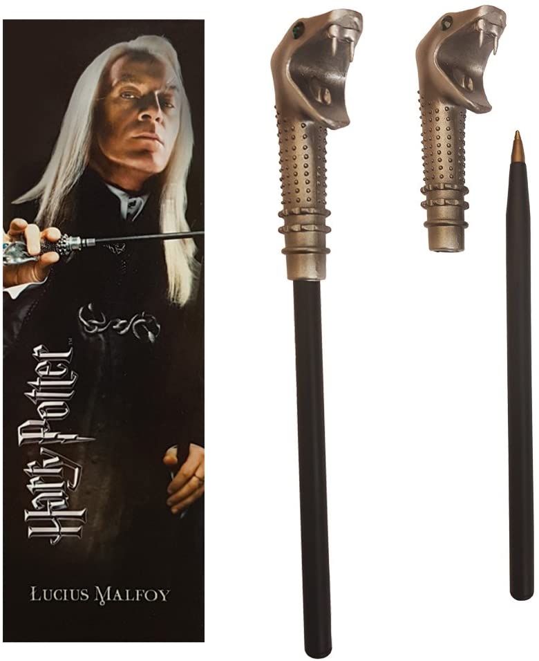 The Noble Collection Harry Potter Lucius Malfoy Zauberstab, Stift und Lesezeichen – 9 Zoll (23 cm) Briefpapier-Set – offiziell lizenziertes Filmset, Film-Requisiten, Zauberstab-Geschenke