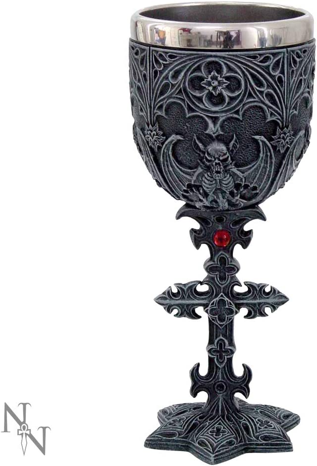 Nemesis Now Vampires Kelch 18,8 cm Schwarz, Harz mit Edelstahleinsatz, One Si