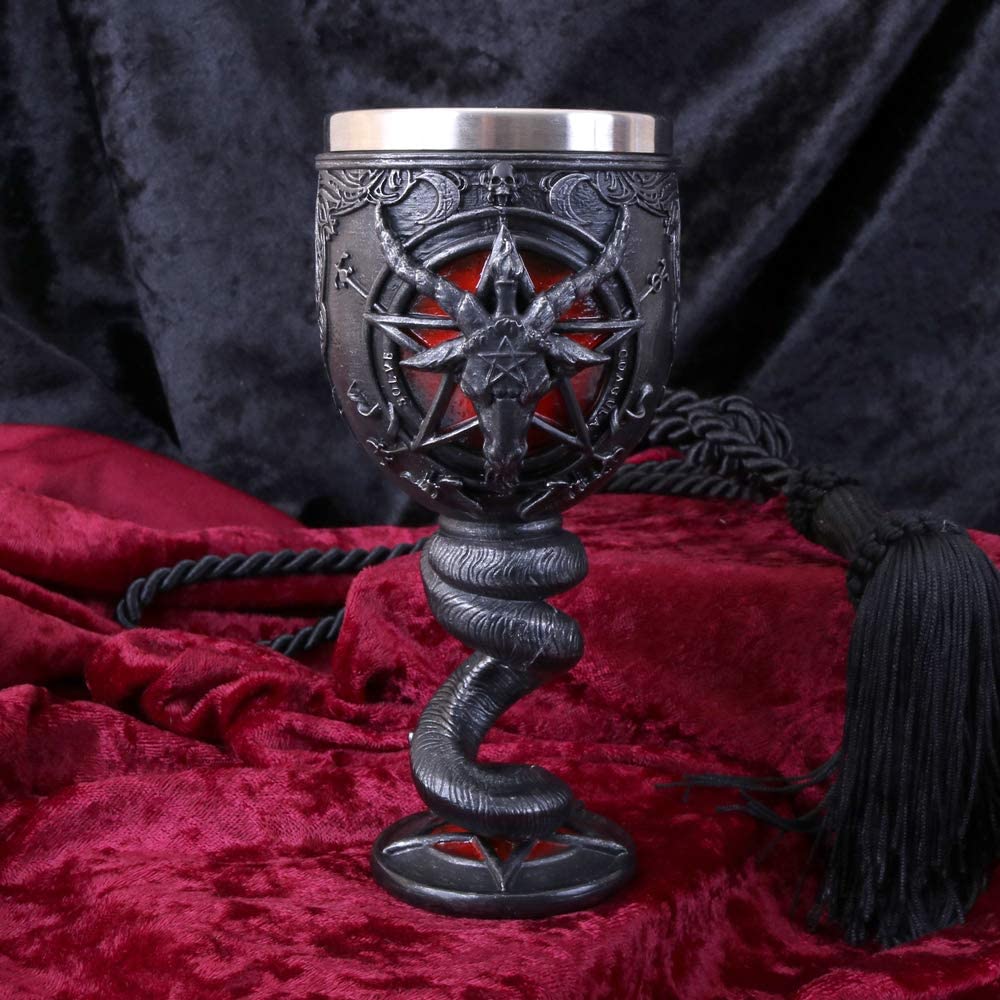Nemesis Now Baphomet-Kelch, 16 cm, Kunstharz mit Edelstahl, Schwarz