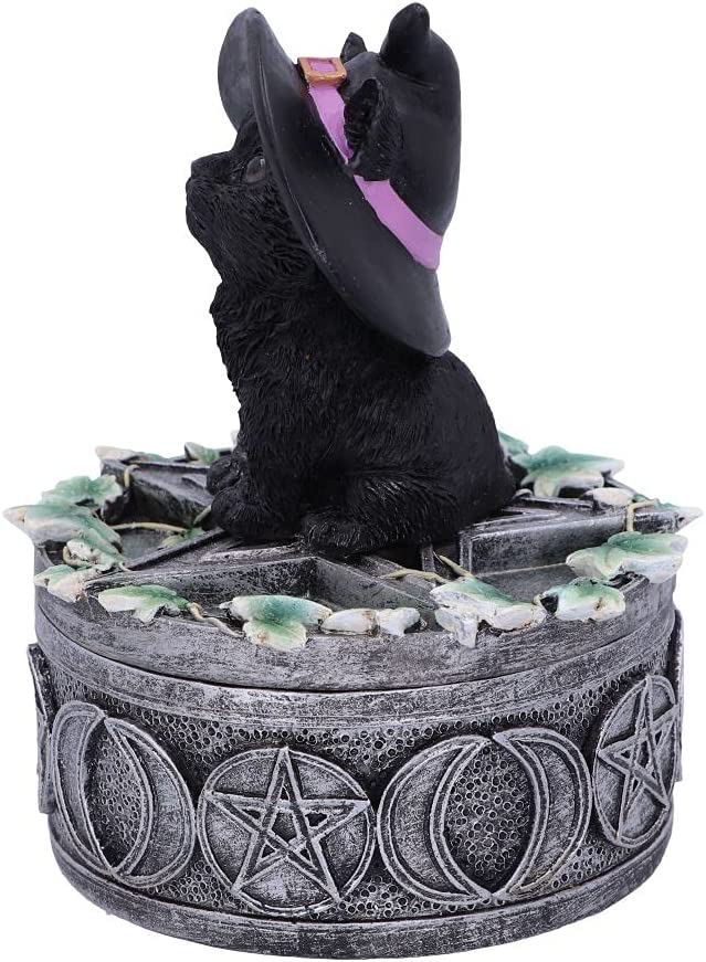 Nemesis Now Ivy Familiar Box Katzenfigur, 15 cm, Schwarz