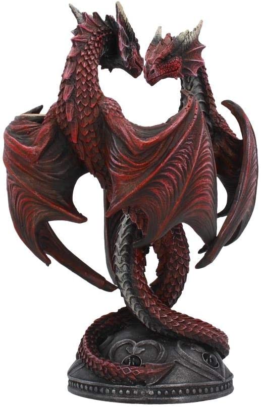 Nemesis Now Dragon Heart Anne Stokes Valentine's Edition Kerzenhalter, 23 cm, Rot,