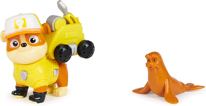 PAW Patrol, Big Truck Pups Rubble-Actionfigur mit ansteckbarer Rettungsdrohne