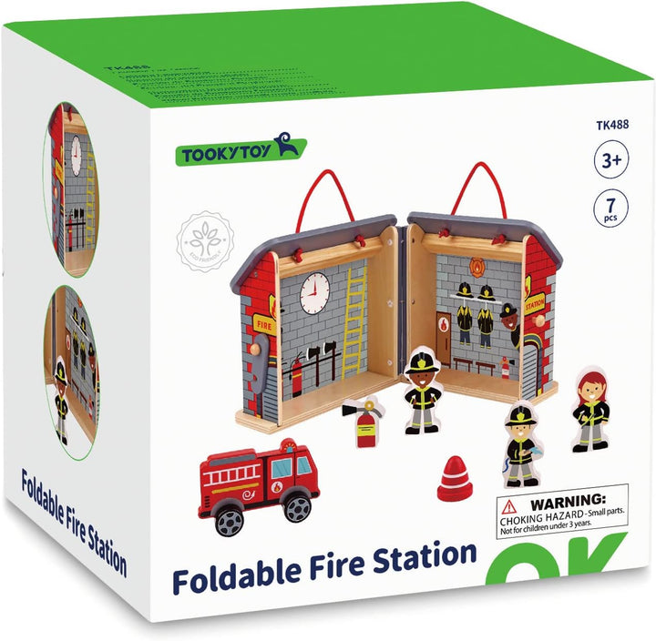 Tooky Toy TK489 Faltbare Feuerwache aus Holz