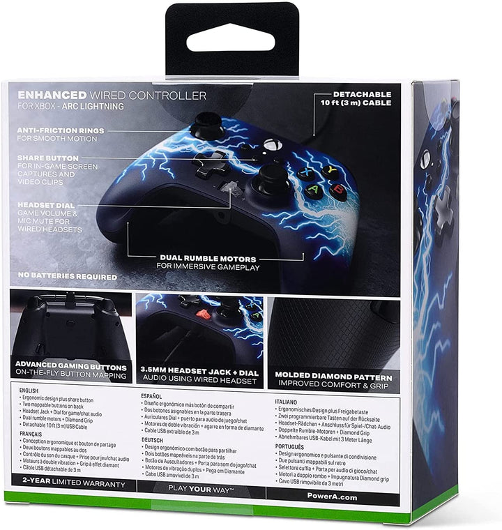 PowerA Enhanced Wired Controller für Xbox Series X|S – Arc Lightning, Gamepad, W