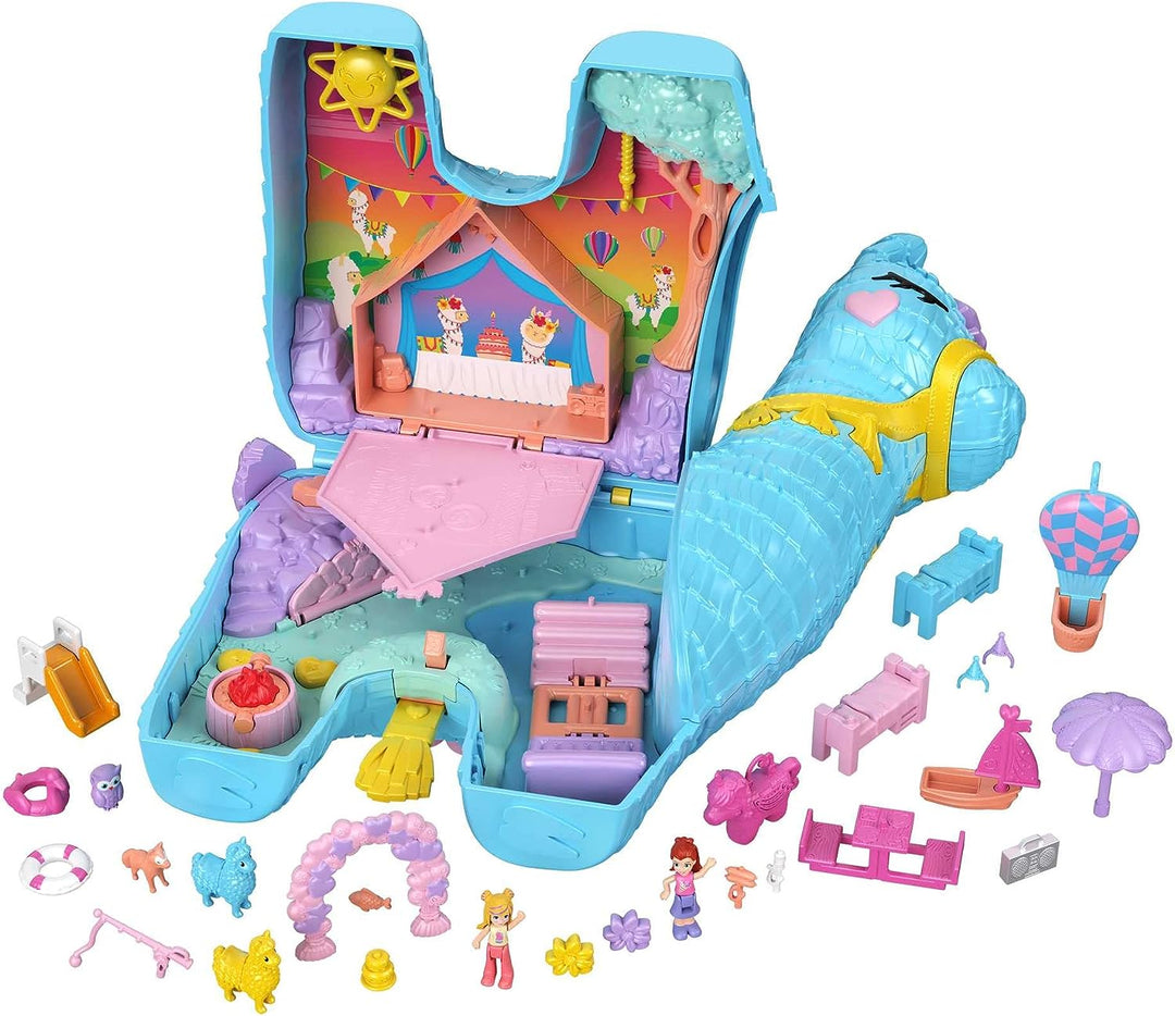 Polly Pocket Pyjama Party Llama Party Large Compact, 25+ Überraschungen (einschließlich 2 M