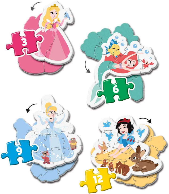 Clementoni - 20813 - Mein erstes Puzzle für Kinder - Disney Princess - 3-6-9-12 Pi