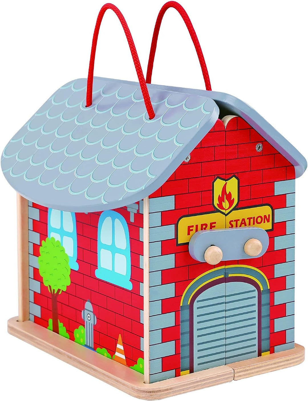 Tooky Toy TK489 Faltbare Feuerwache aus Holz