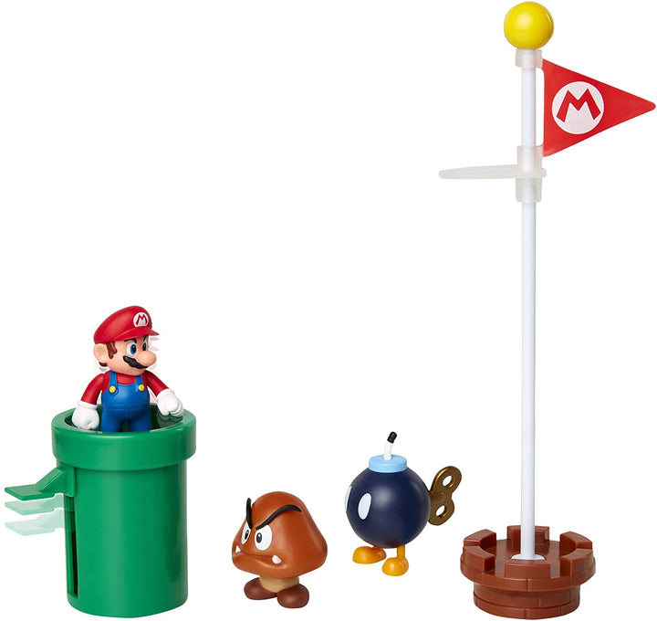 Super Mario Nintendo de Figure Mundo Acorn Plains 2,5-Zoll-Figuren-Multipack-Diorama-Set mit Zubehör