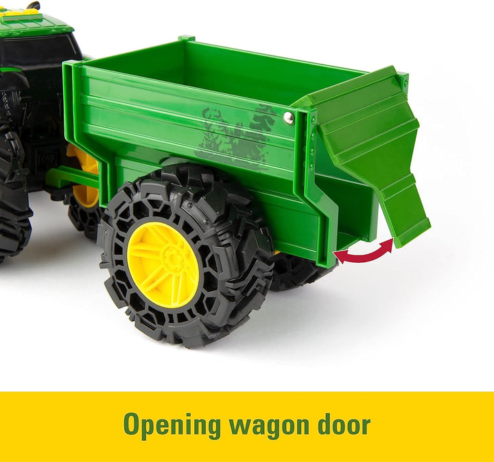 John Deere Kids 736 47353 EA John Deere Lights &amp; Sounds Traktor mit Wagen, rot