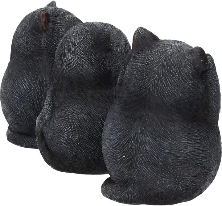 Nemesis Now Three Wise Fat Cats 8,5 cm Figur, Kunstharz, Schwarz