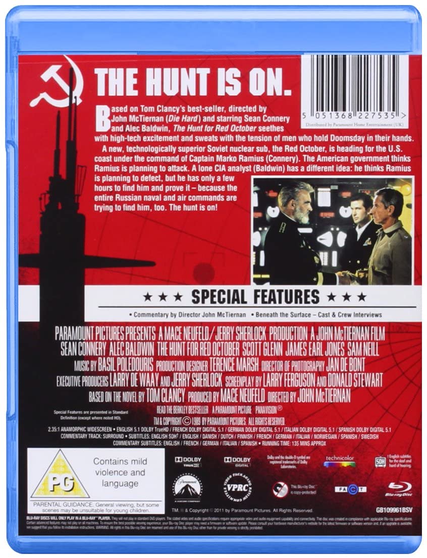 The Hunt for Red October (1990) - Blu-ray [Region Free]