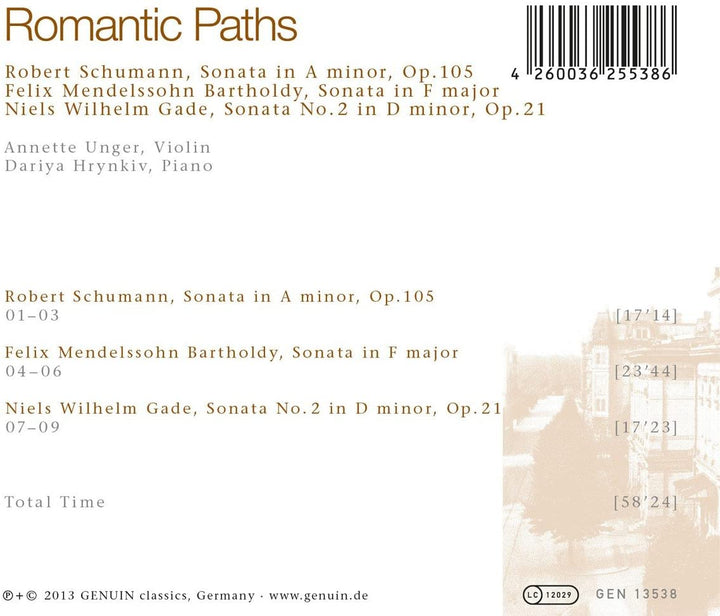 Annette Unger - Gade: Romantic Paths [Annette Unger, Dariya Hrynkiv] [Genuin: GEN13538] [Audio CD]