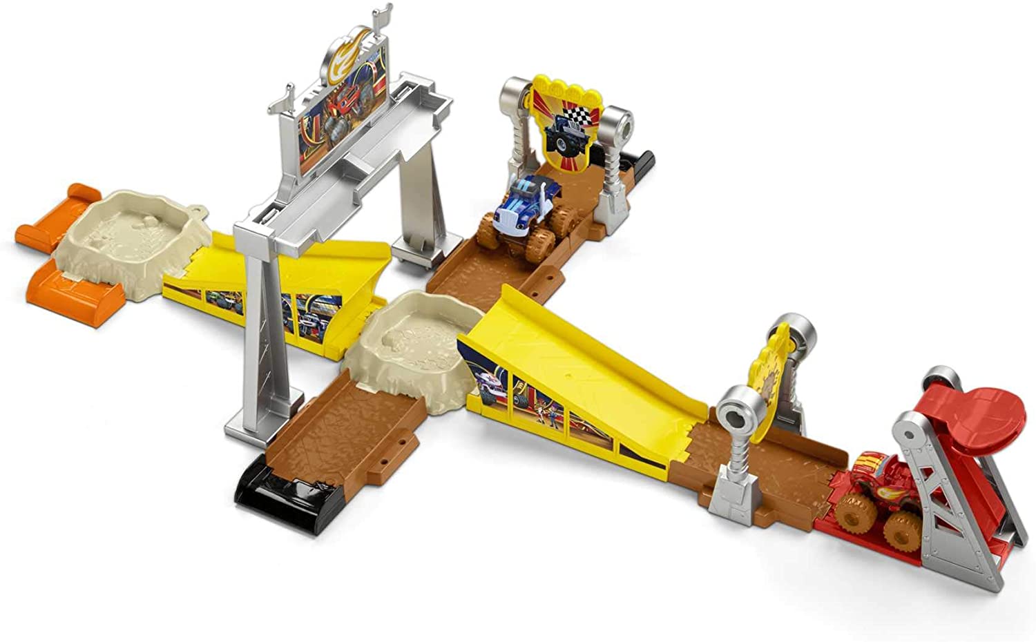 Fisher-Price Blaze and the Monster Machines Mud Pit Race Track - Reconfigurable Raceway with Slime & Launchers for Ages 3+ 4