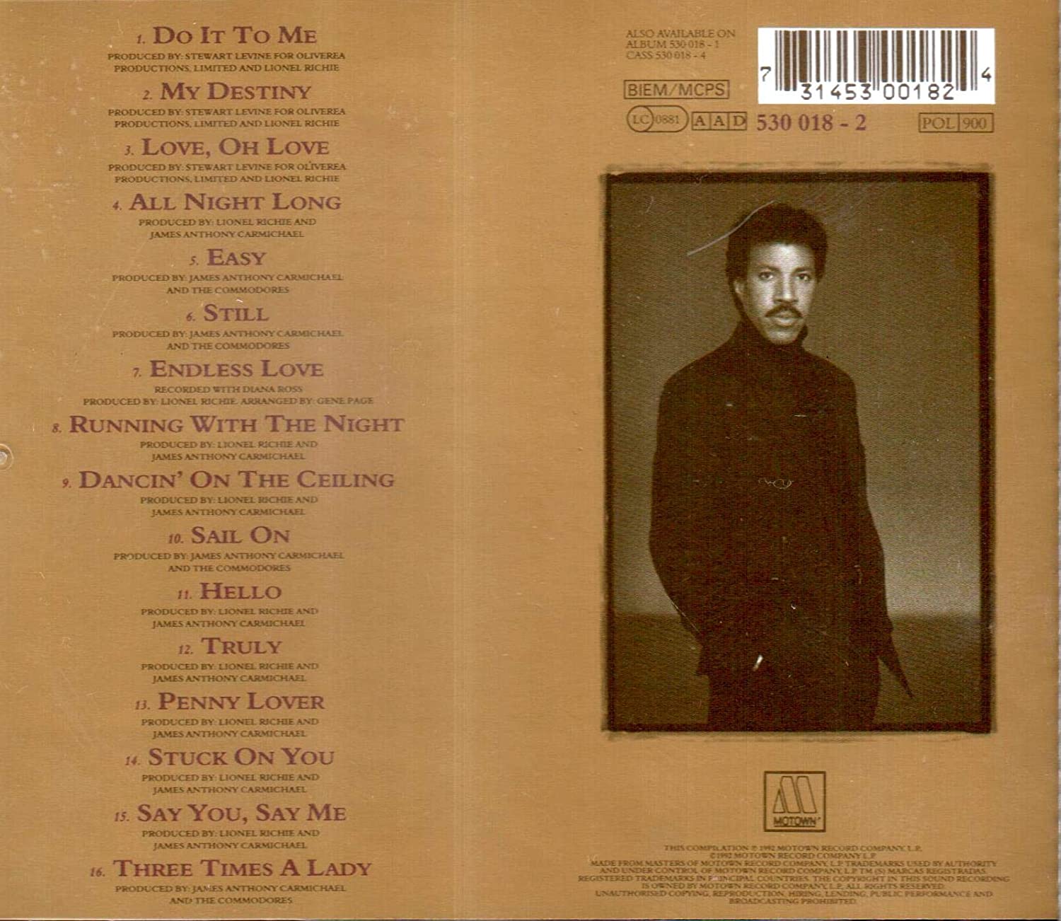 Lionel Richie - Back To Front Audio CD 3