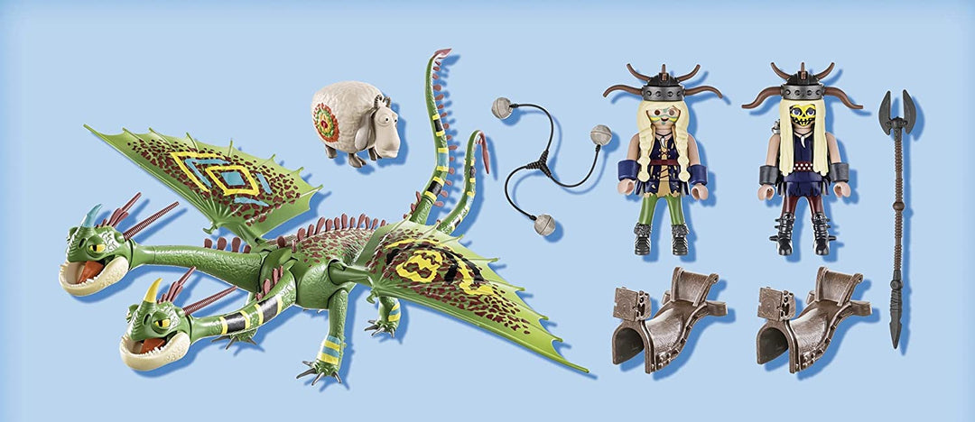 PLAYMOBIL DreamWorks Dragons 70730 Drachenrennen: Ruffnut und Tuffnut mit Kotzen und Rülpsen, für Kinder ab 4 Jahren